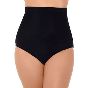 Swim Solutions Womens Ultra High-Waist Swim Bottoms Black Size 16 15153